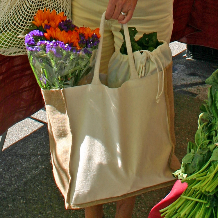 Custom Canvas Reusable Grocery Shopping Handbag Jute Tote Bag Recycle Foldable Jute Shopping Bag