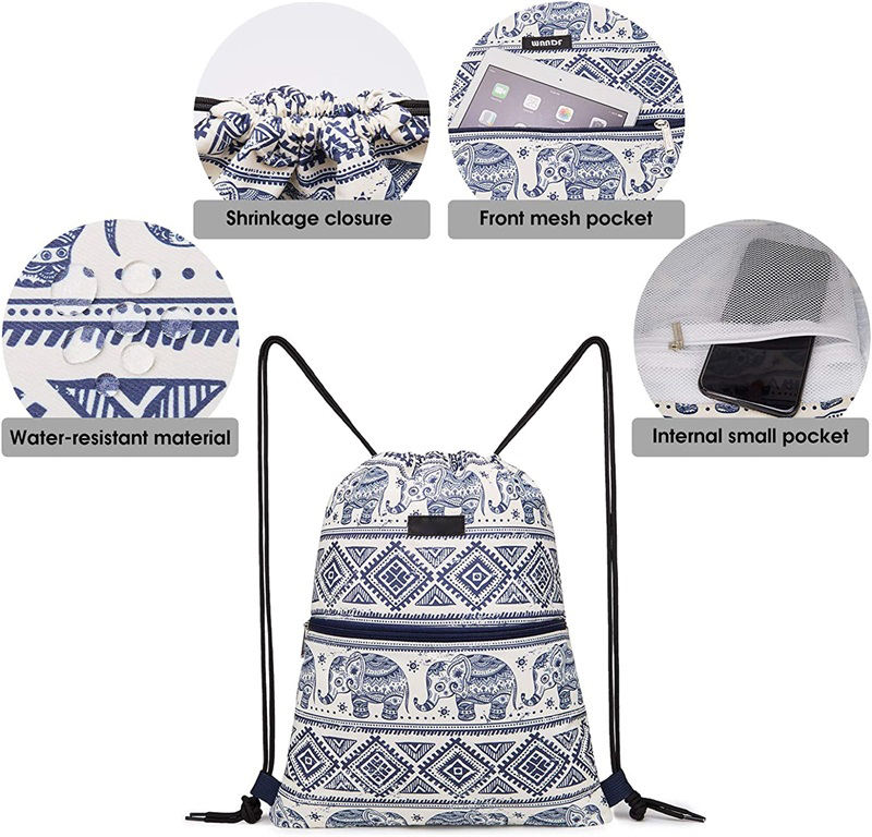 Custom Drawstring Bag Backpack Nylon Zipper Drawstring Backpack Bag with Custom Logo Drawstring Backpack With Zip