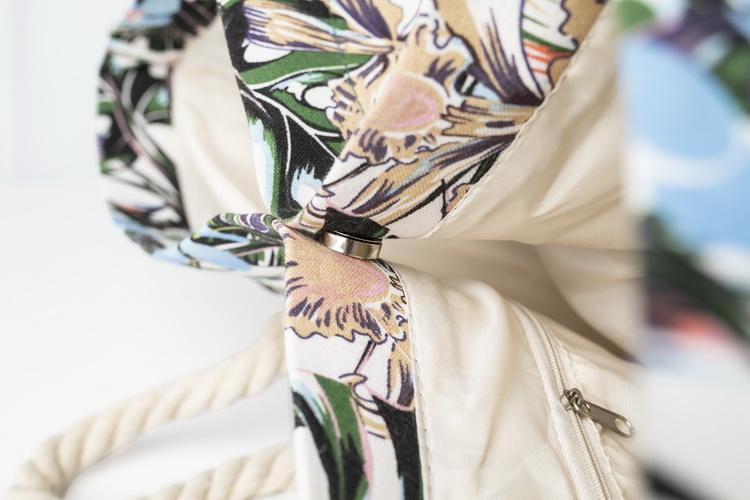 초대형 디지털 인쇄 풀 패턴 비치 폴리에스터 캔버스 토트 백 새 비치 백(로프 핸들 포함)