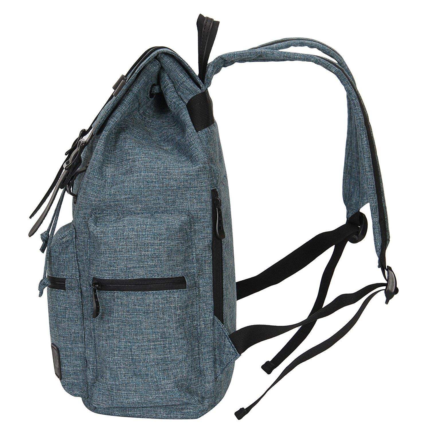 십대를 위한 빈티지 플랩 배낭 캔버스 졸라매는 끈 배낭 여행 하룻밤