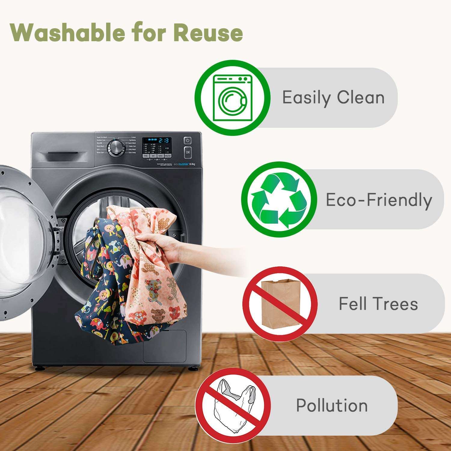 再利用可能なショッピング食料品バッグ コンパクト |耐荷重35ポンドの高耐久食料品バッグ。