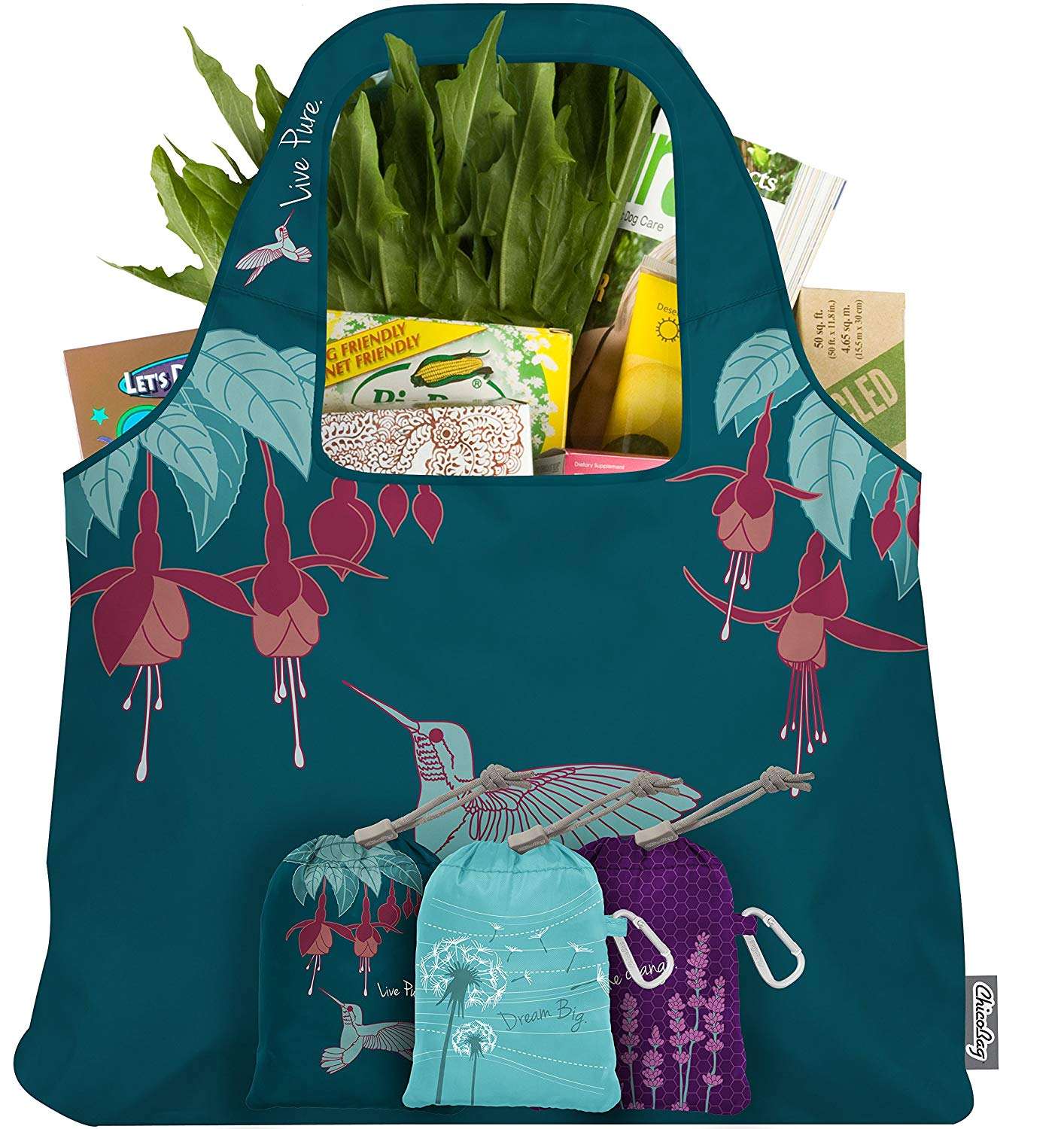 エコ コンパクト 再利用可能 ショッピング トート 食料品バッグ エコ ウォッシャブル ポーチ付き