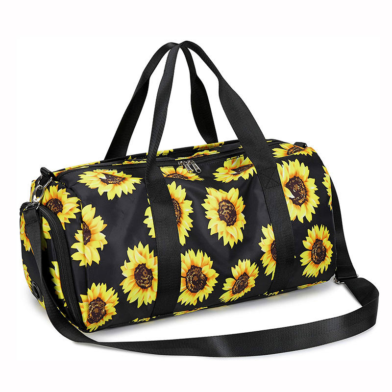 Custom Printing Sunflower Luggage Duffel Bags Women Sports Gym Fitness Duffle Bag Weekender Travel Bag
