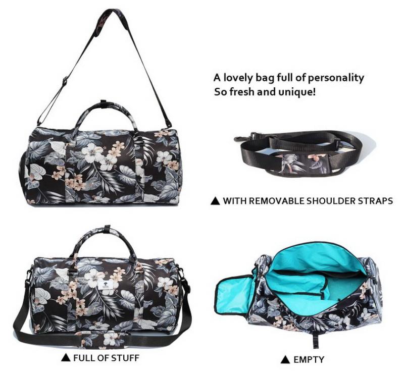Custom logo sublimation women ladies travel weekend duffel bag sports gym overnight bag duffle with wet pocket