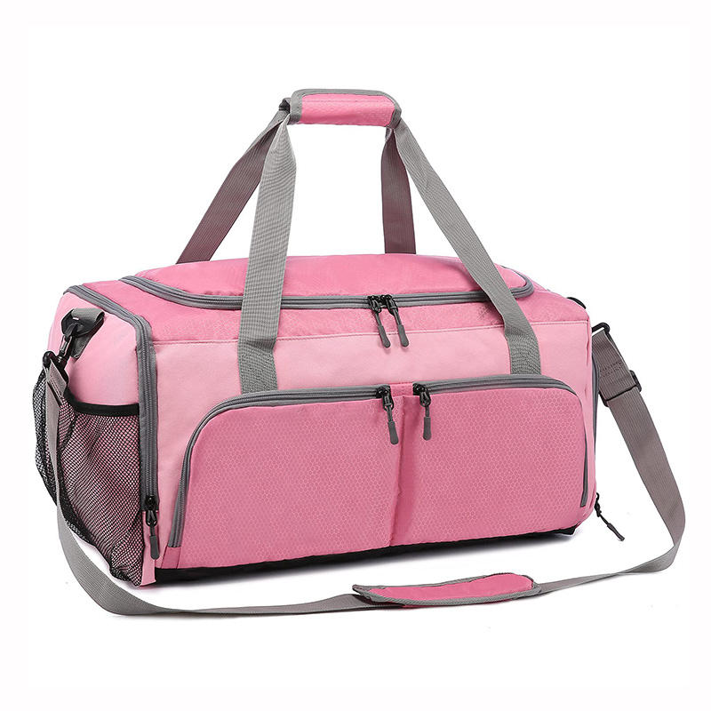 Custom Waterproof Polyester Pink Gym Sport Tote Bag Women Travel Duffle Bag