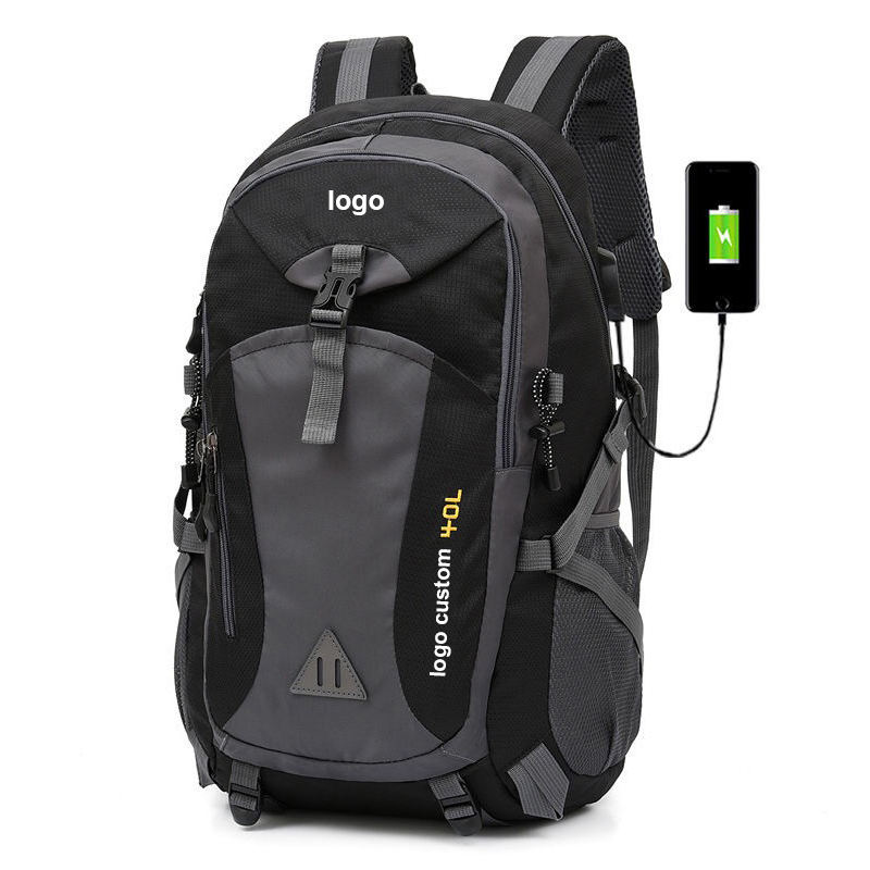 custom logo 40L waterproof lightweight unisex casual backpack bag with usb charging port