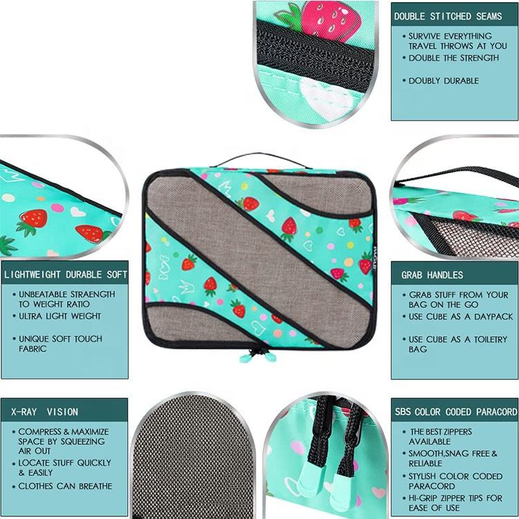 6 pack multi-function travel compression organizer pouch storage set high quality large packing cubes for girls