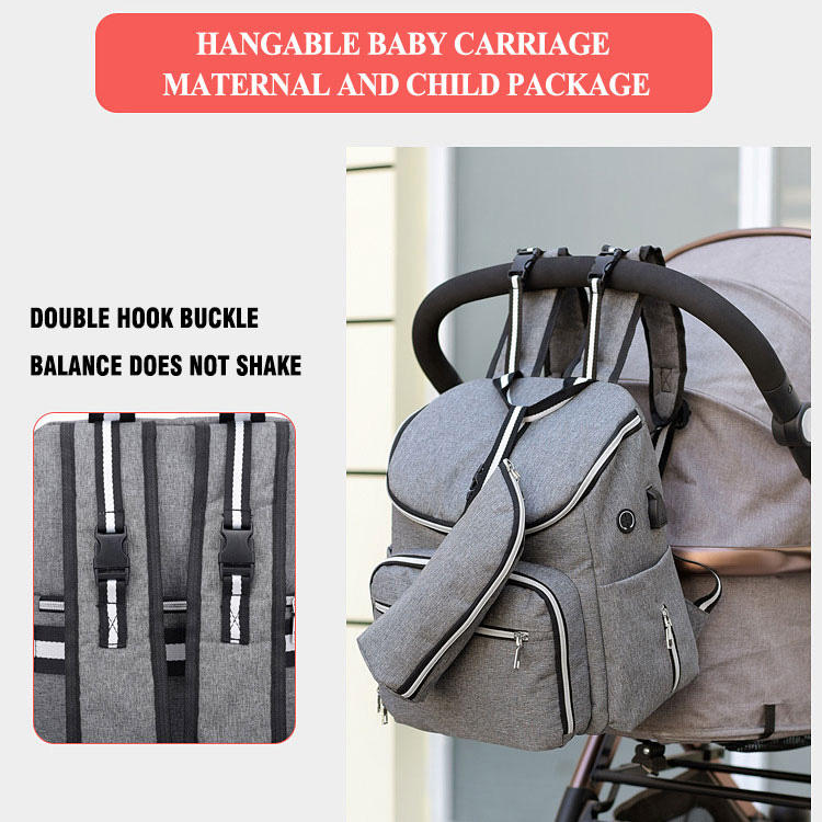 Waterproof Day Pack Nappy Bag Baby Diaper Bag With USB Charging Port Stroller Straps And Nursing Bottle Bag