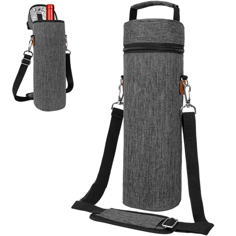 Custom Portable Single Bottle Wine Tote Cooler Bag with Shoulder Strap Insulated Padded Thermal Wine Carrier Bag for One Bott
