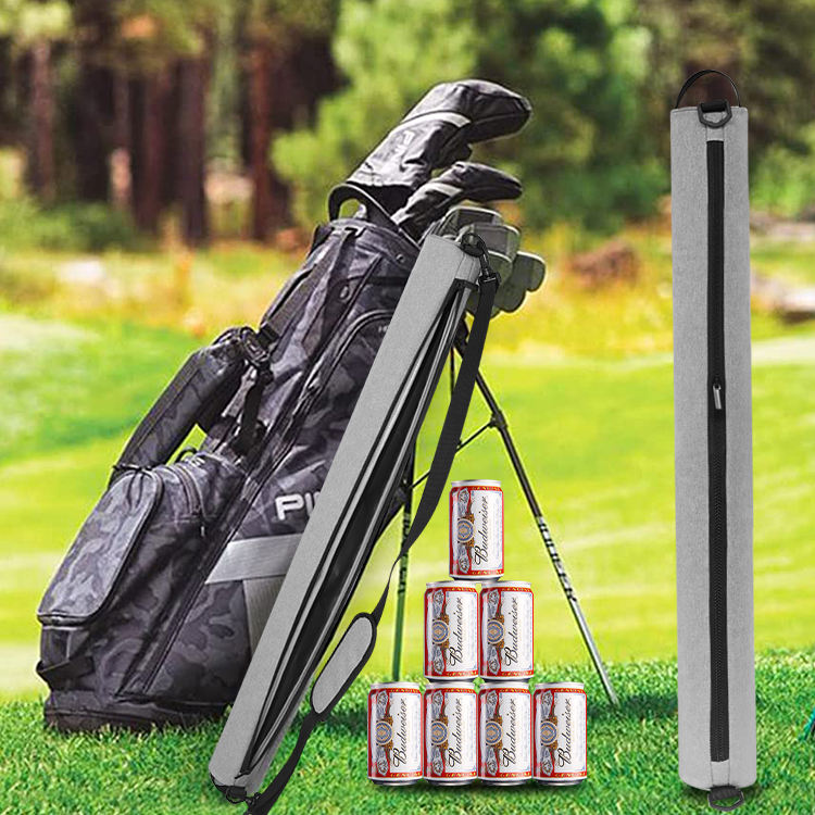 7 Can Capacity Insulated Beer Can Cooler Bag Sleeve Portable Travel Crossbody Long Shape Sling Golf Cooler Bag