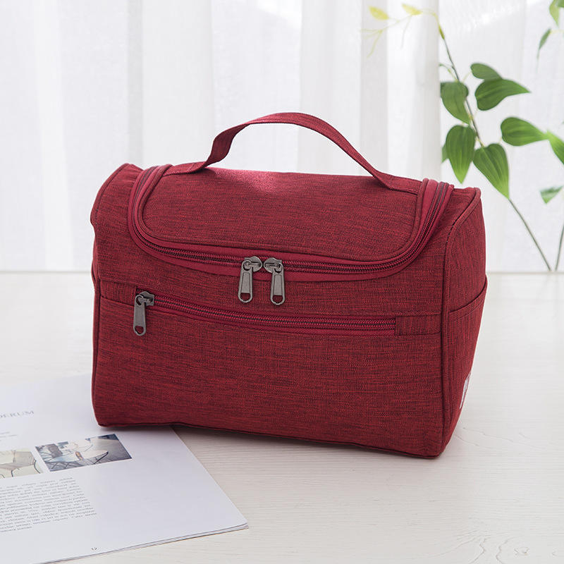 Big large capacity zipper portable designer easy access polyester travel hanging makeup toiletry cosmetic bag for women men