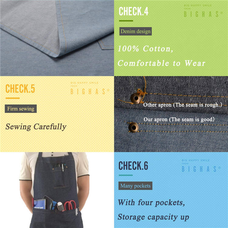 100 % Baumwolle, verstellbare Denim-Jean-Barista-K&uuml;hlgarten-DIY-Custom-Sch&uuml;rze f&uuml;r M&auml;nner und Frauen