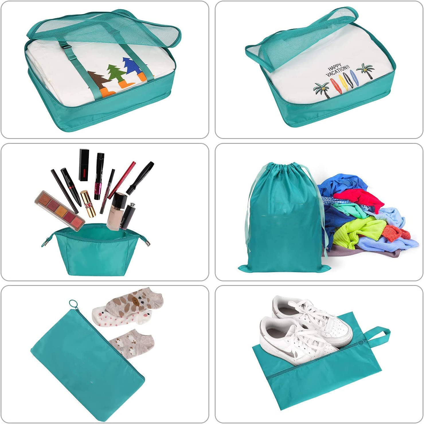 9 Pcs Waterproof Cosmetic Storage Bag Set Carry-on Suitcase Organiser Shoes Bags