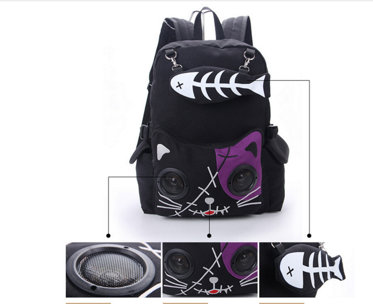 소녀를 위한 캔버스 노트북 노트북 학교 스피커 배낭 사이클링 배낭