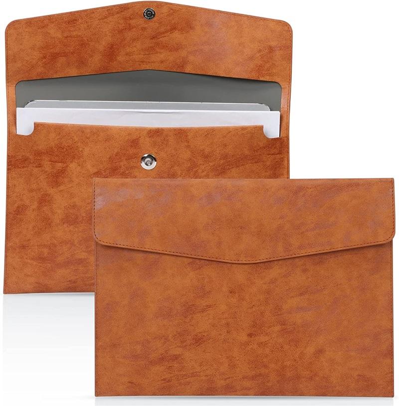 Custom Printed Envelope File Folder Document Leather Stationery Tablet Case with Magnetic Snaps