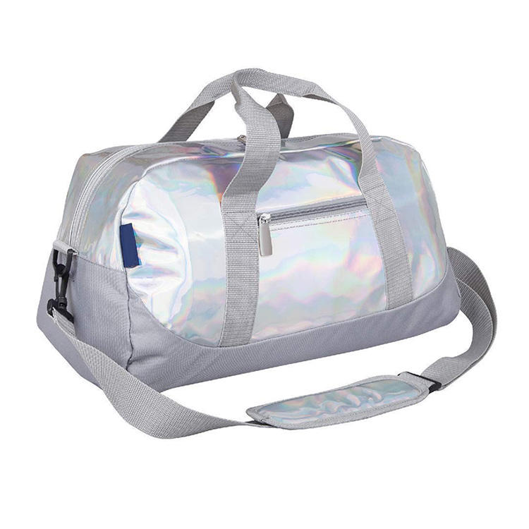 Wholesale Fashion Holographic PU Leather Kids Sport Duffel Bag Girls Dancing Class Tote Bag With Custom Logo