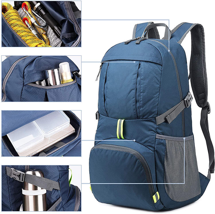 Hot Sale Water Resistant Outdoor Travel Hiking Foldable Daypack Collapsible Backpack