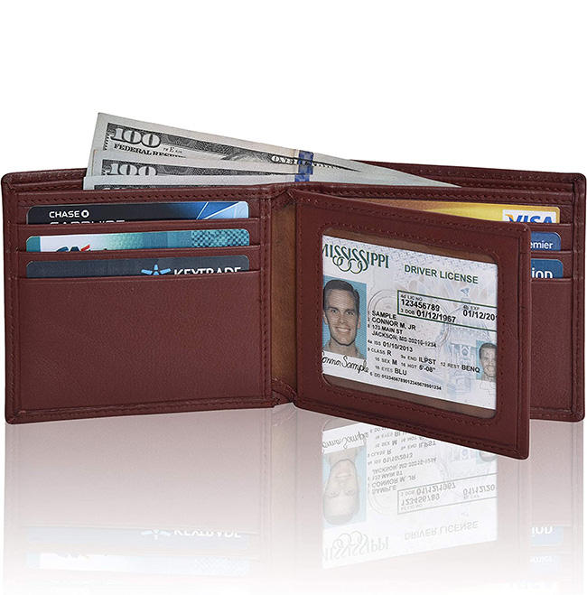 Minimalist Slim Card Leather Wallet, Custom RFID blocking business card wallet for men