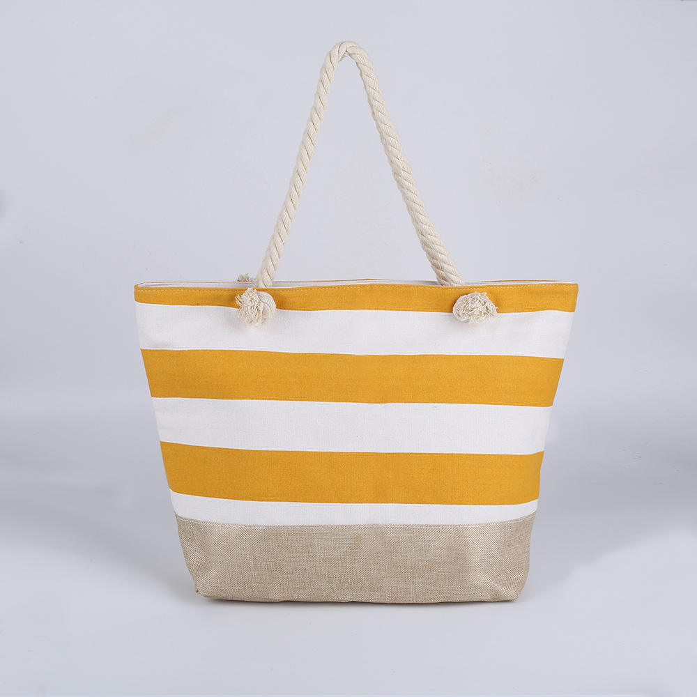 Custom Logo Lady Handle Tote Beach Bag Large Capacity Women Shopping Bag Canvas Tote Bag