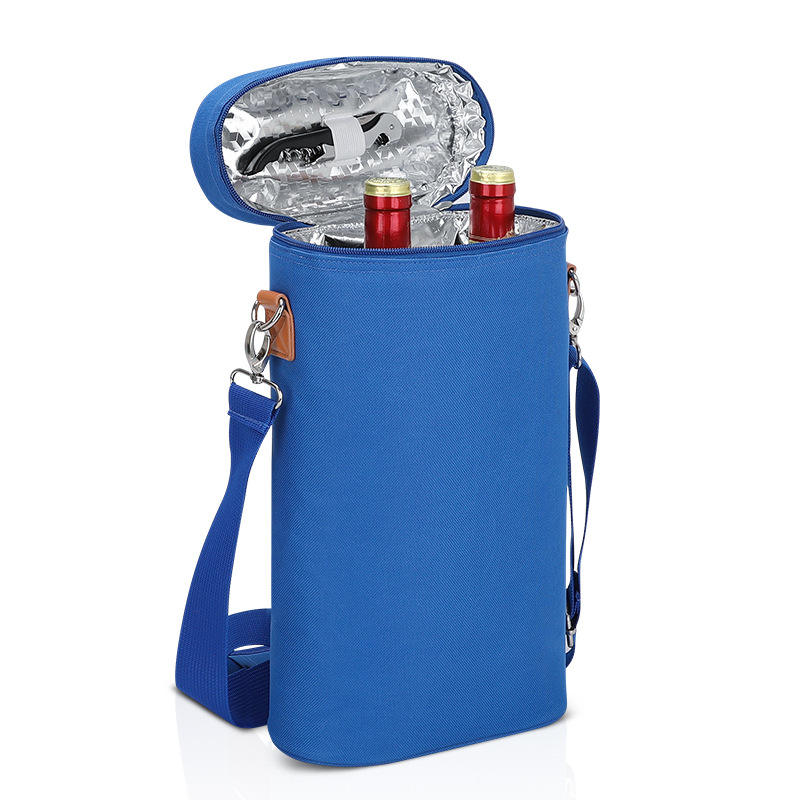 BSCI Factory Wholesale Portable Thickened Aluminum Foil Refrigerated 2 Bottles Wine Insulation Cooler Bags