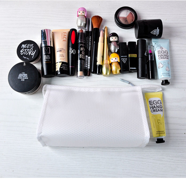 Custom logo travel toiletry bag pvc mesh makeup bag waterproof transparent cosmetic bag