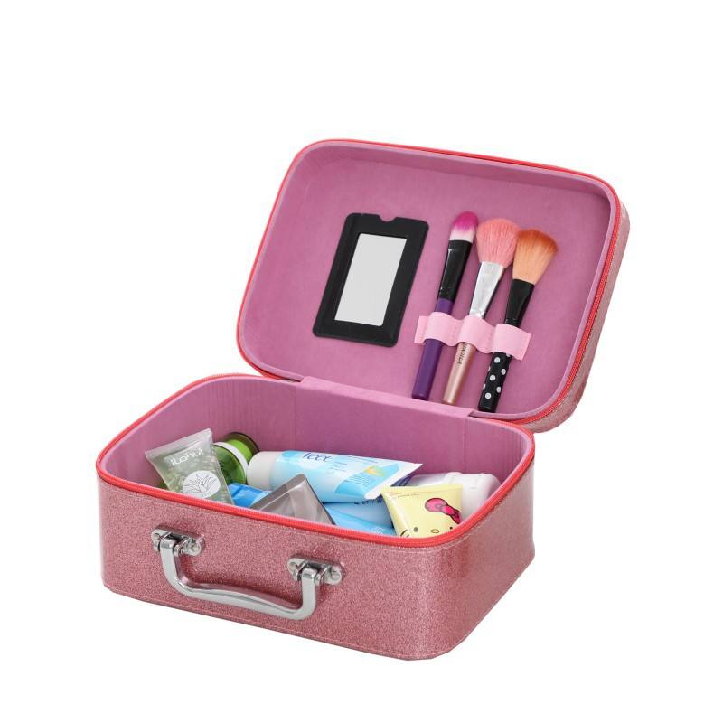 Custom logo customize foldable premium durable china factory made travel cosmetic bag pu leather make up pouch