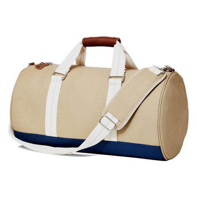Heavy duty rounded travel duffle bag customized cotton canvas sports bag gym wholesale duffel bags for men