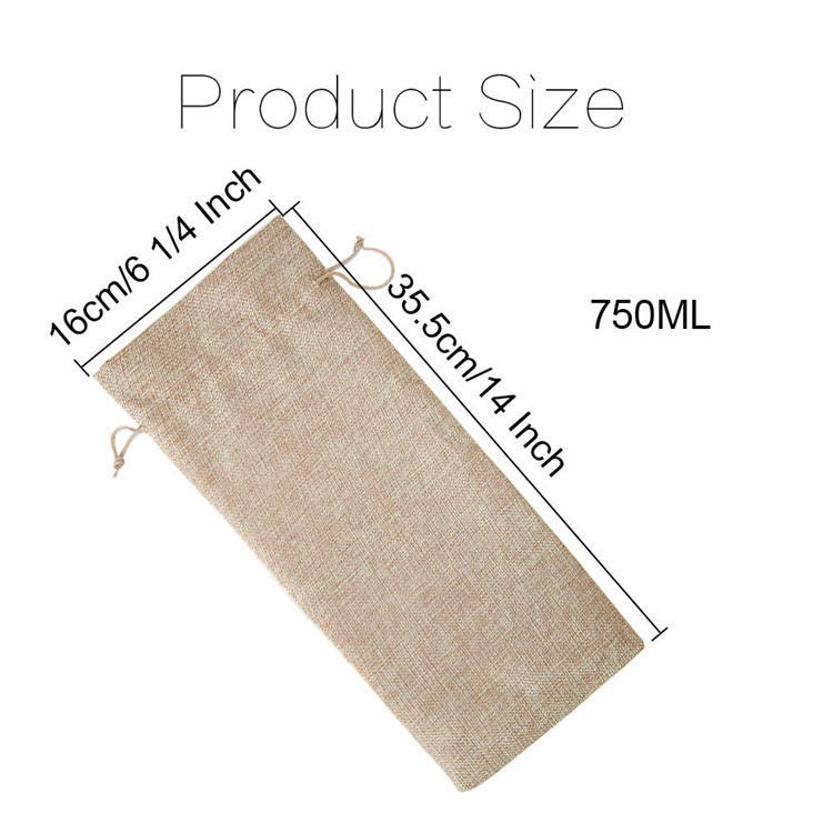 와인 애호가 최고의 선물을위한 10pcs 친환경 사용자 정의 로고 졸라 매는 끈 황마 와인 가방