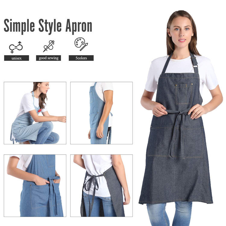 100 % Baumwolle, verstellbare Denim-Jean-Barista-K&uuml;hlgarten-DIY-Custom-Sch&uuml;rze f&uuml;r M&auml;nner und Frauen