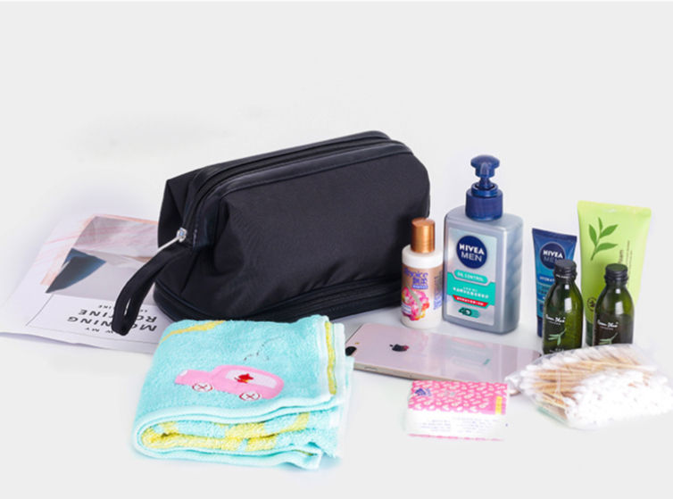 Water-resistant Nylon Travel Shaving Dopp Kit Men Business Dry Wet Separation Toiletry Case Cosmetic Bag