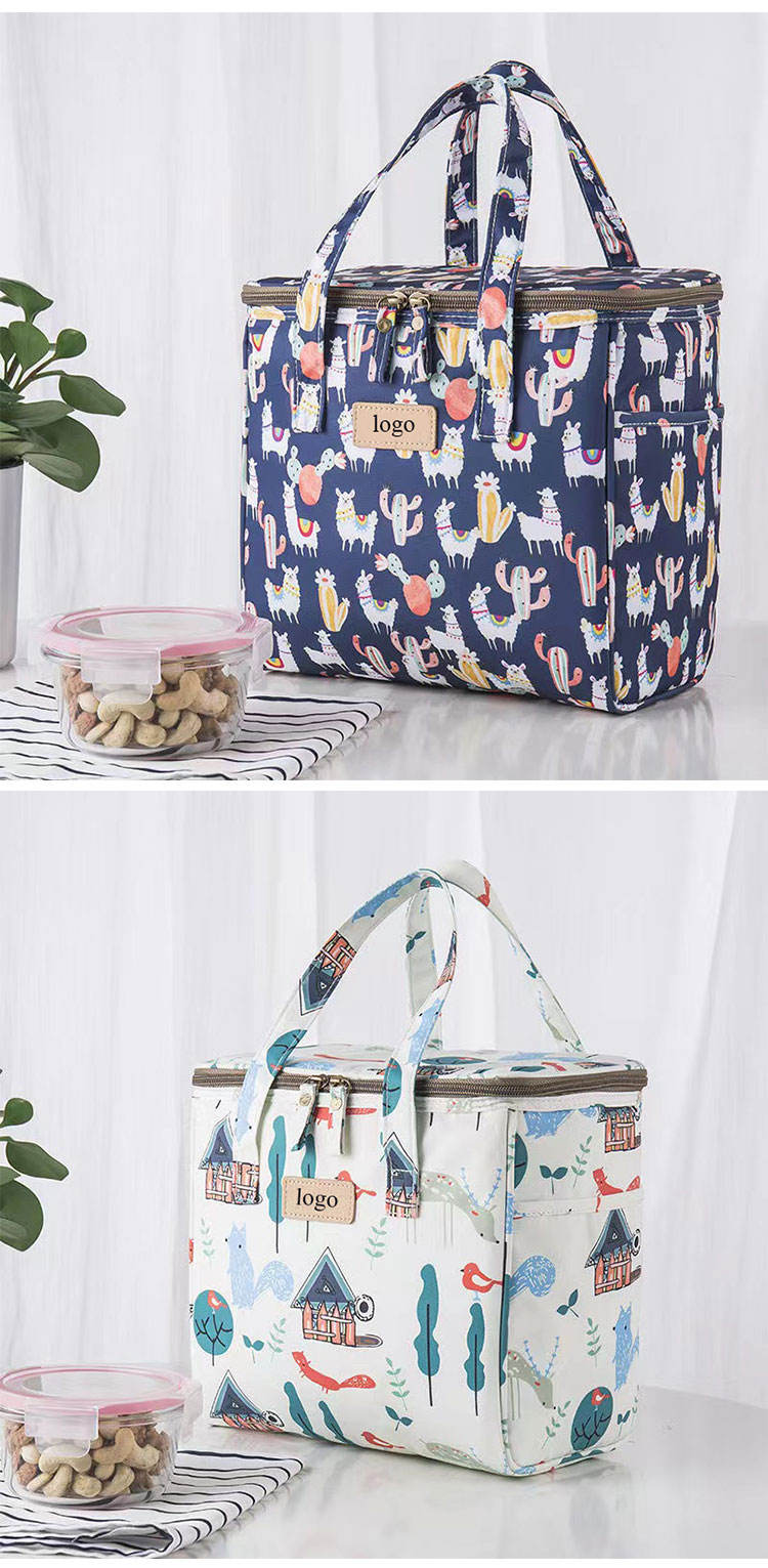 custom fashion pattern waterproof large LFGB PEVA lining insulated thermal grocery lunch tote cooler bag for women
