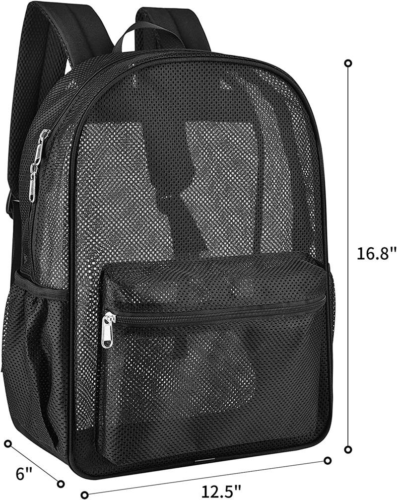 Heavy Duty Semi-Transparent Mesh Backpack Wholesale Mini Backpack Mesh See Through College Student Backpack