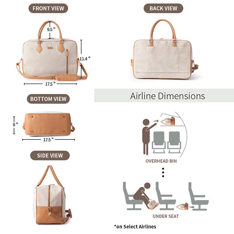 High Quality Luxury PU Leather Handle Women Weekend Travel Duffel Tote Bag With Laptop Compartment