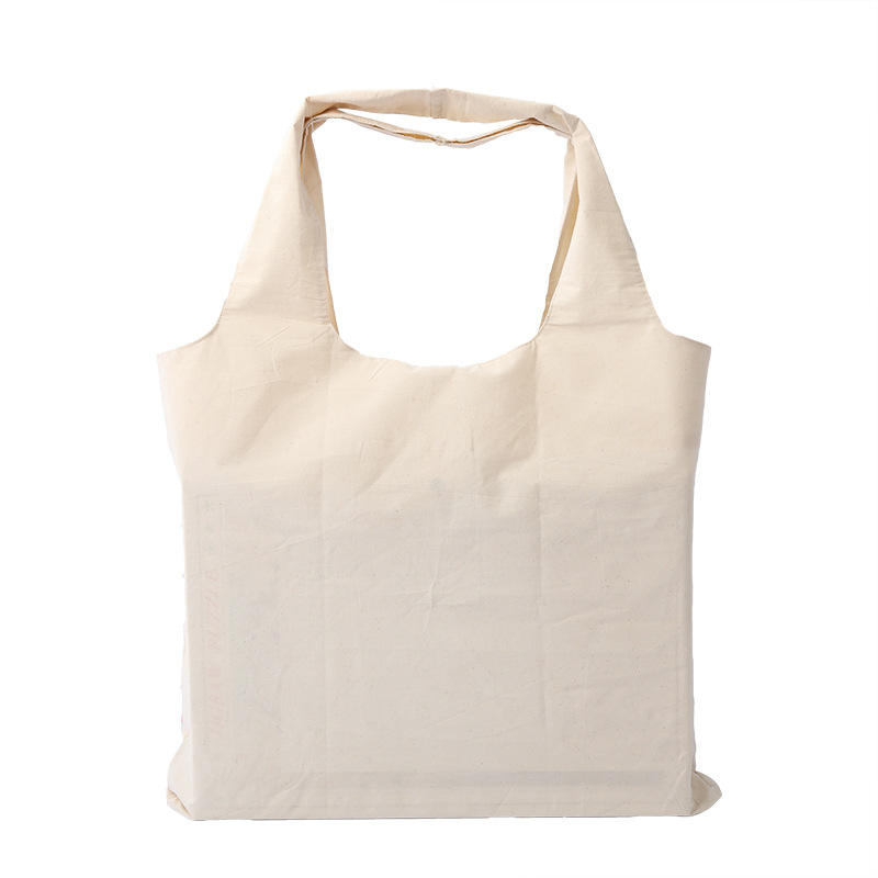 Eco Recycled Blank Shopping Bag Plain Cotton Canvas Tote Bag Foldable Shopping Bag