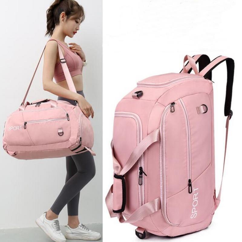 Large capacity pink travel gym duffle backpack sport bags convertible yoga dance weekend storage bag duffel bag