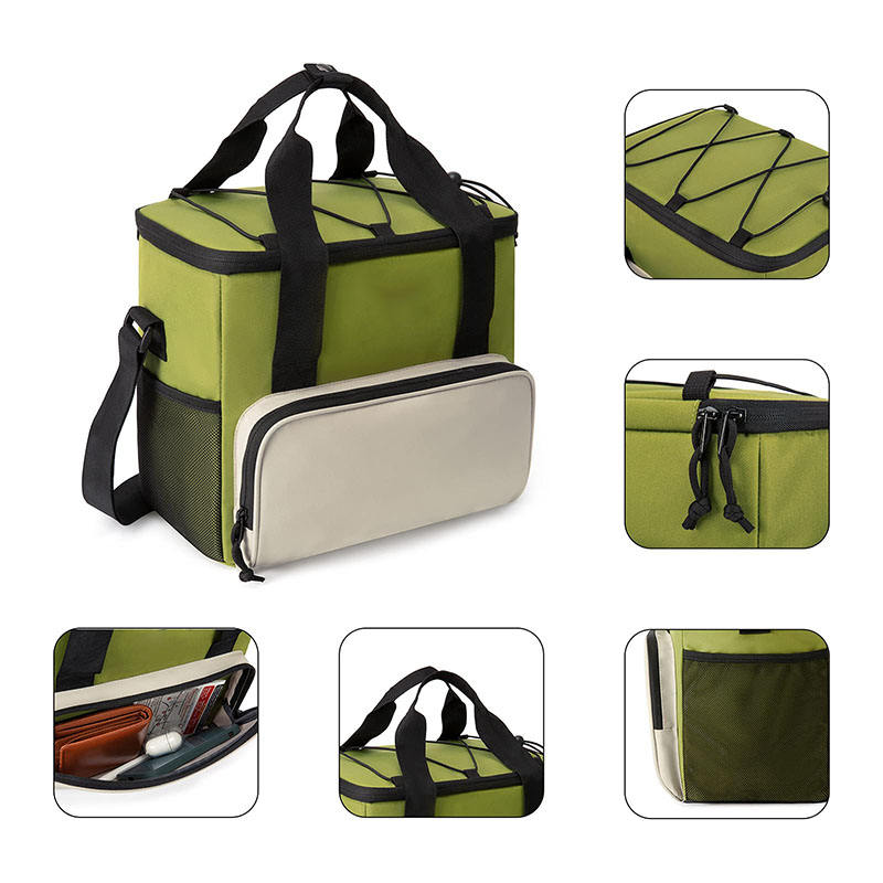 Green Leakproof Soft Food Insulation Lunch Thermal Cooler Bags Cooling Insulated Bag With Handles For Beer