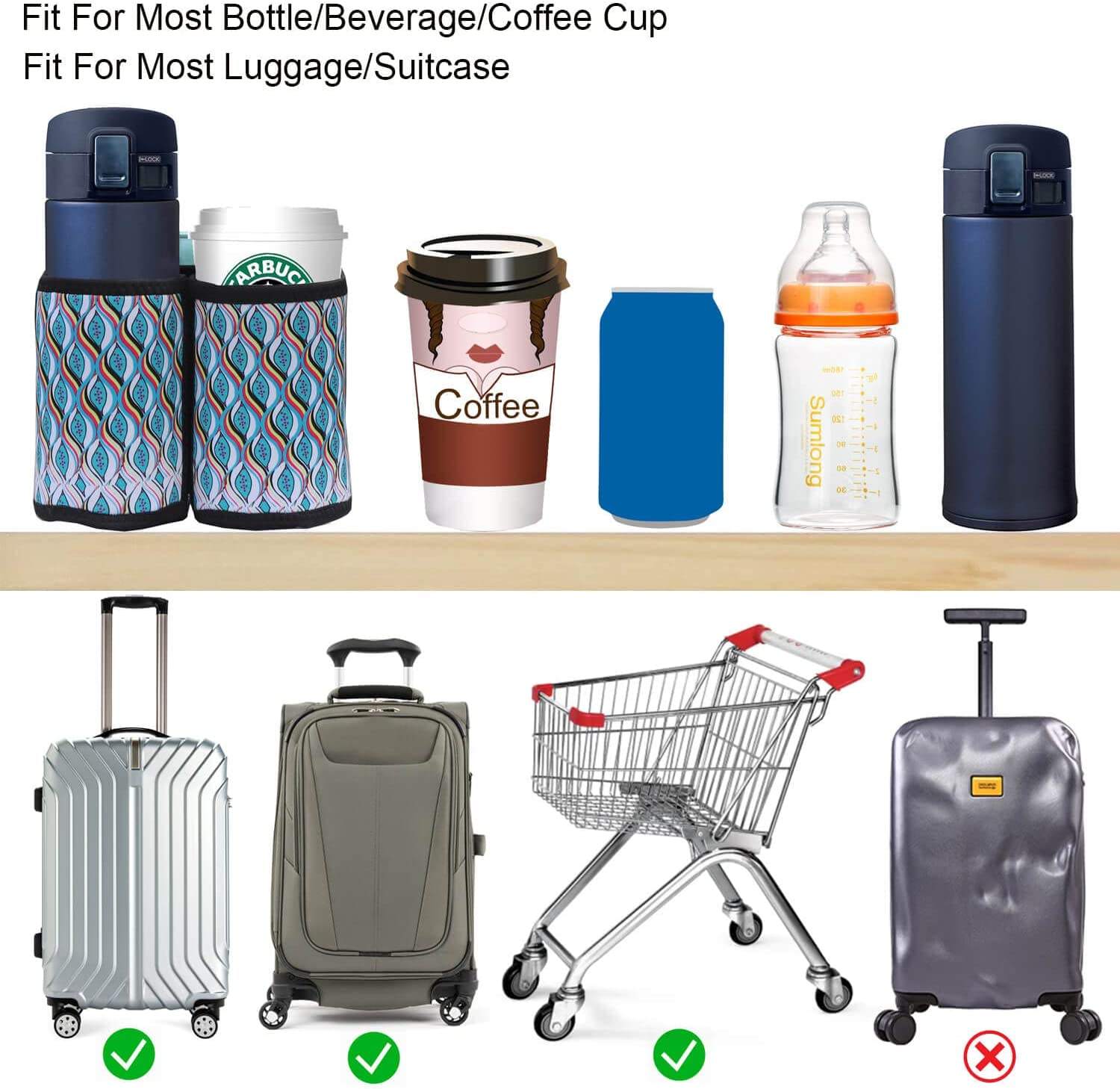 New Arrival Luggage Travel Cup Holder Custom Logo Hand Drink Holder On Suitcase Easy Storage Travel Coffee Cup Holder Wholesale