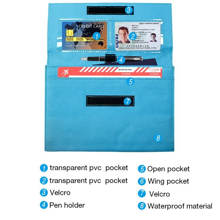 Promotion Cheap Wholesale Passport Cover Card Holder Money Clip Wallet with 7 Pockets