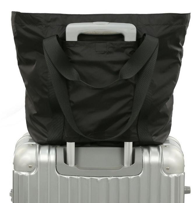 Large Capacity Black Foldable Travel Tote Duffel Bag Carry On Lightweight Weekend Handbag Shoulder Bag
