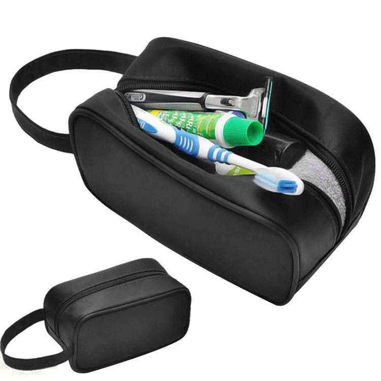 Trousse de toilette ronde en cuir PVC pour hommes de haute qualit&eacute;