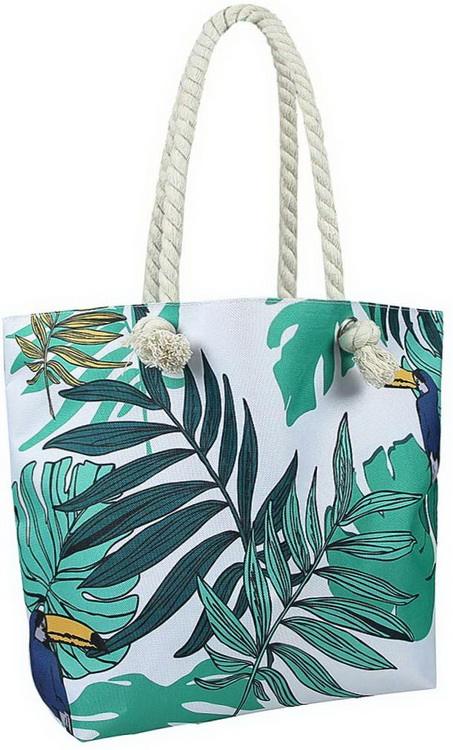 주문 면 화포 끈달린 가방 여름 바닷가 부대 면 밧줄 손잡이를 가진 유행 잎 인쇄 바닷가 부대