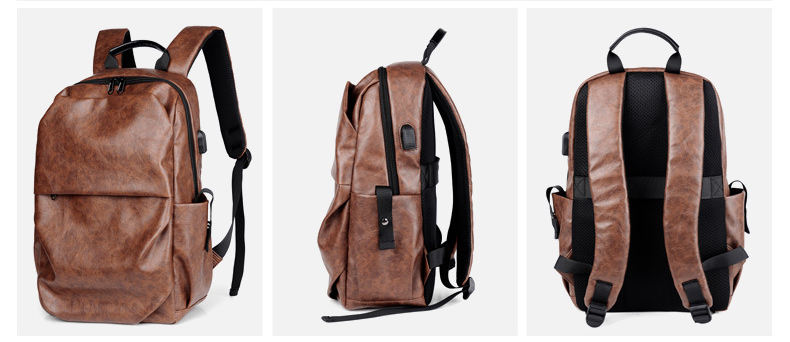 Ready to ship Waterproof PU leather vegan leather backpack with laptop cheap wholesale