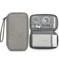 gray travel tech organizer case bag for power bank hard drive flash drive waterproof cable organizer bag for travel