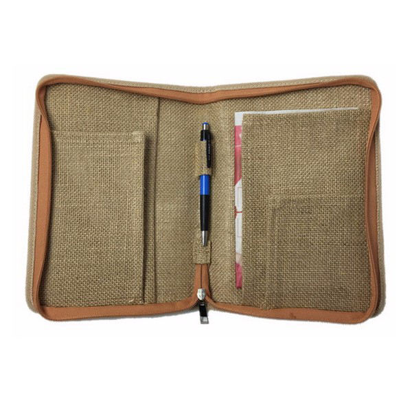 Wholesale custom jute linen padfolios/portfolio with ring binder