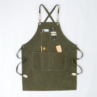Green waxed cotton canvas apron custom logo chef apron for adults factory price