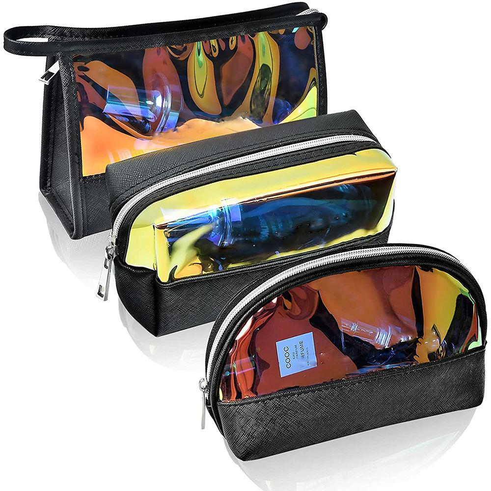 Women Waterproof Laser TPU Leather Cosmetic Travel Makeup Bags Purse Portable Organizer Storage Bag
