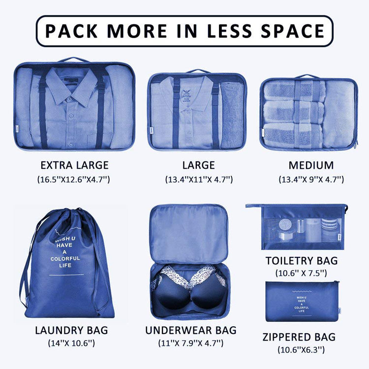 7 세트 다기능 방수 여행 수하물 큐브 주최자 포장