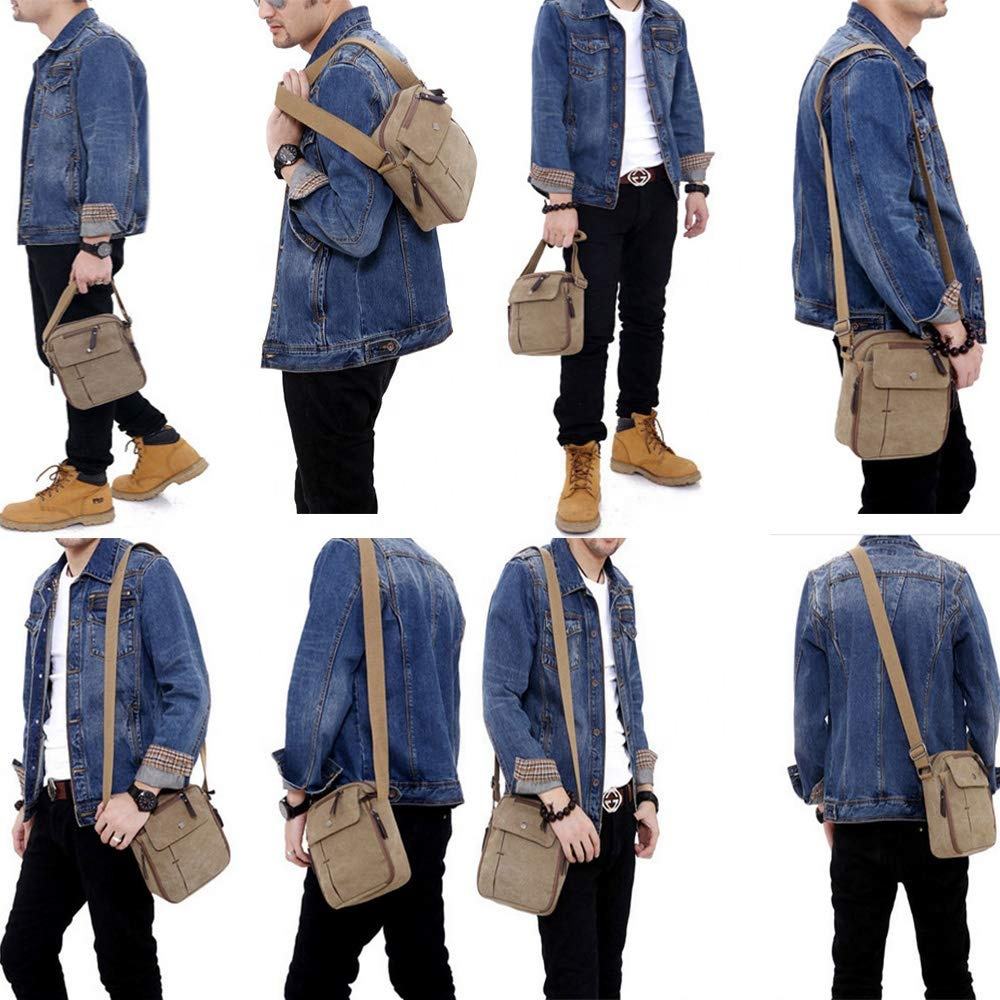 fashionable multi pocket canvas boys causal shoulder carry chest bag crossbody bag men messenger sling bag