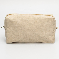 Custom factory cost eco friendly cosmetic bag natural unisex linen cosmetic makeup pouch hemp toiletry bags