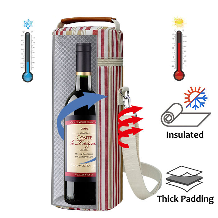 Wholesale Insulated Wine Bottle Cooler Bag Thermal Insulation Drinking Water Bottle Carry Belt Bag